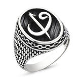 Taki | Aleph and Waw Letters Men's Silver Ring Without Stone - TryAladdin