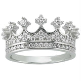 Taki | Queen King Crown Silver Ring with Stones - TryAladdin