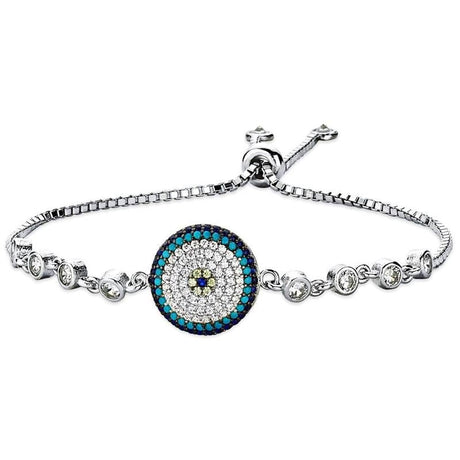 Taki | Nazar Beaded Silver Bracelet with Turquoise Stone - TryAladdin