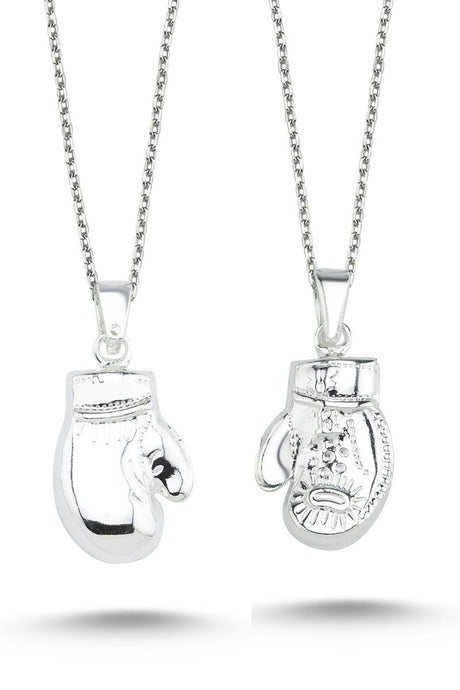 Taki | Small Size Silver Boxing Gloves Men Necklace 55cm Chain - TryAladdin