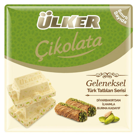 Ulker | White Square Chocolate with Pistachio and Kadayif - TryAladdin