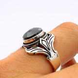 Unisex Black Onyx Stone Silver Ring - TryAladdin