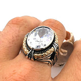 White Zircon Stone Double Headed Eagle Ring - TryAladdin