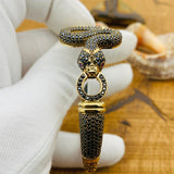 Women's Adjustable Black Onyx Snake Bracelet - TryAladdin