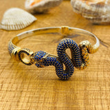 Women's Adjustable Snake Figure Blue Sapphire Bracelet - TryAladdin