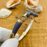 Women's Adjustable Snake Figure Blue Sapphire Bracelet - TryAladdin