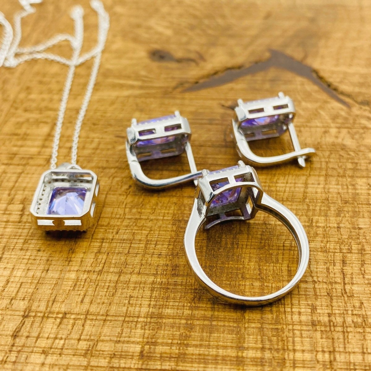 Women's Amethyst Silver Jewelry Set - TryAladdin