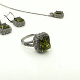 Women's Peridot Stone Silver Set - TryAladdin