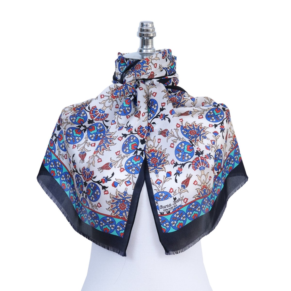 Cintemani Breathable Silk Scarf in Serene Blue and Black - TryAladdin