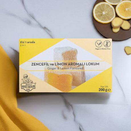 Haci Bekir Exclusive Turkish Delight with Ginger and Lemon Flavored - Unique Consistency Lokums - TryAladdin