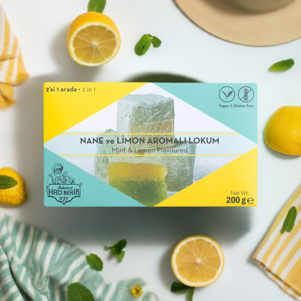 Haci Bekir Exclusive Turkish Delight with Mint and Lemon Flavored - Unique Consistency Lokums - TryAladdin