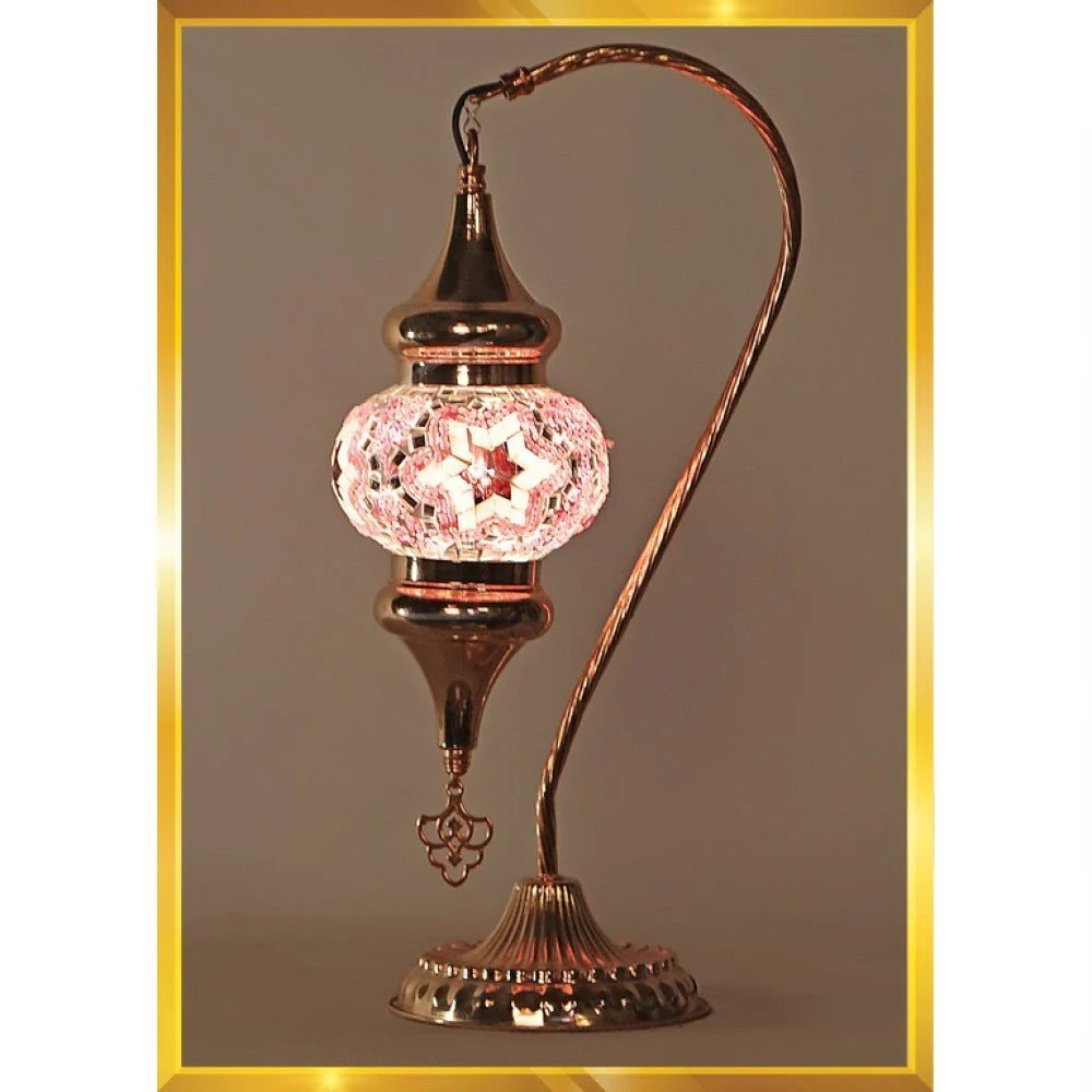 HND Handicraft | Handmade Copper Swan Neck Mosaic Lamp - TryAladdin