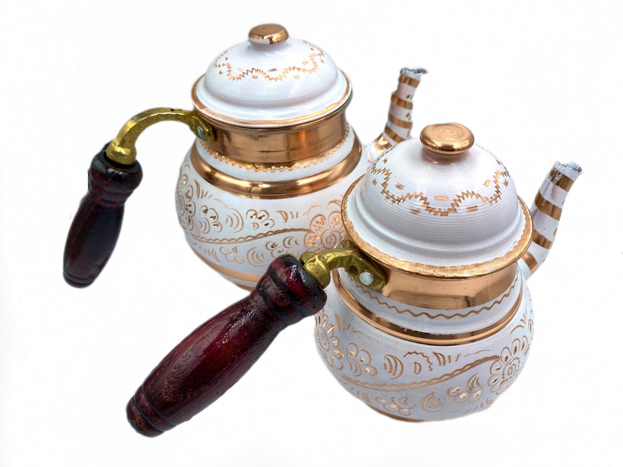 Lavina | Copper Double Turkish Teapot with Erzincan Design - TryAladdin