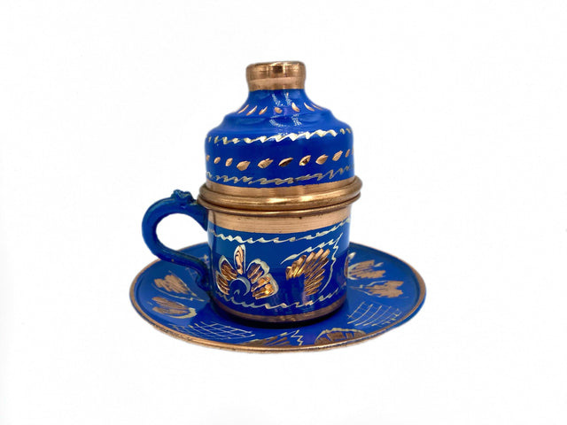 Lavina | Copper Turkish Coffee Cup with Lid Erzincan Design - TryAladdin