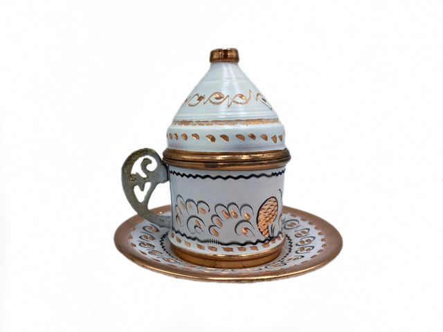 Lavina | Copper Turkish Coffee Cup with Lid Erzincan Design - TryAladdin