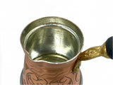 Lavina | Copper Turkish Coffee Pot Patterned With Silver Bottom (10 cm) - TryAladdin