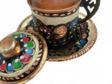 Lavina | Copper Turkish Tea Cup with Lid Erzincan Design - TryAladdin