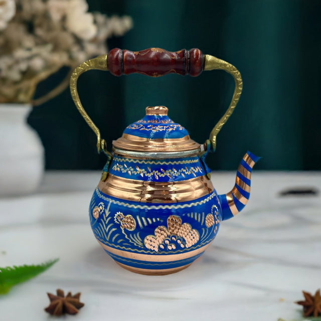 Lavina | Copper Turkish Teapot with Erzincan Design - TryAladdin