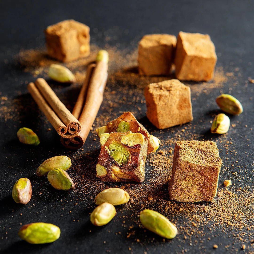 Selamlique Cinnamon Covered Pistachio Turkish Delight - Beautifully Presented in an Artisanal Box - TryAladdin